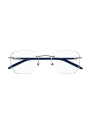 Mont Blanc Rimless Round Silver Eyewear Frames For Men, Mirrored Clear Lens, MB0274O 003, 53/21/145