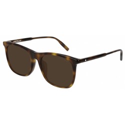 Mont Blanc Full-Rim Square Havana Sunglasses for Men, Brown Lens, MB0008SA-002, 55/19/150