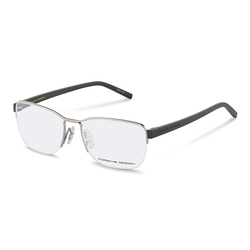 Porsche Design Half-Rim Brow Line Grey Eyeglass Frames for Unisex, Clear Lens, P8357 B 5217, 54/18/145