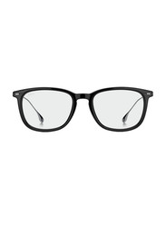 Hugo Boss Full-Rim Rectangle Black Eyewear Frames For Men, Mirrored Clear Lens, BO1359/BB 0807 00
