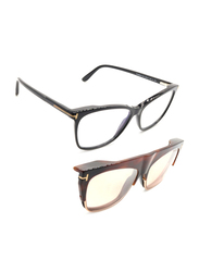 Tom Ford Full-Rim Square Black Eyewear Unisex, Transparent Lens, FT5690-B 001, 55/14/140