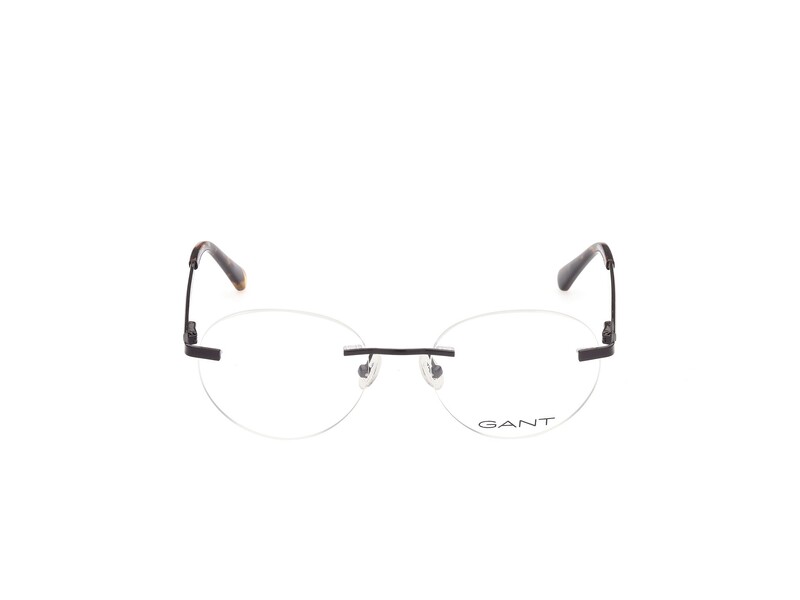 Gant Rimless Round Shiny Black Eyeglass Frames for Men, Clear Lens, GA3214-001, 52/18/145