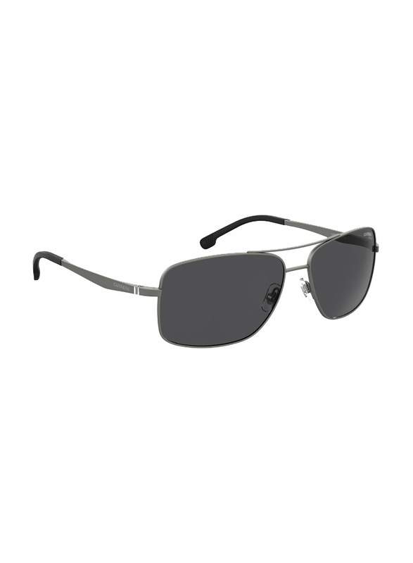 Carrera Polarized Full-Rim Rectangle Matte Dark Ruthenium Sunglasses for Men, Grey Lens, 8040/S 0R80 M9, 60/15/135