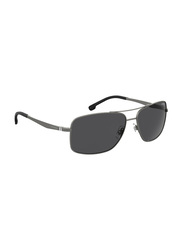 Carrera Polarized Full-Rim Rectangle Matte Dark Ruthenium Sunglasses for Men, Grey Lens, 8040/S 0R80 M9, 60/15/135
