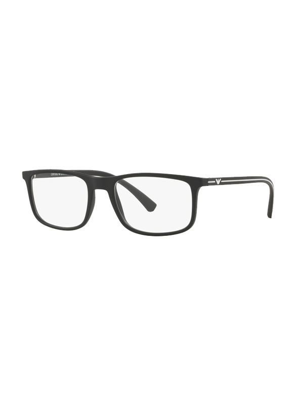 Emporio Armani Full-Rim Square Rubber Black Frame for Men, EA3135 5063, 55/18/140