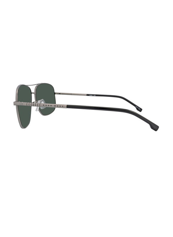 Hugo Boss Full-Rim Navigator Ruthenium Sunglasses for Men, Green Lens, 1177/F/S 0SVK QT, 63/15/145