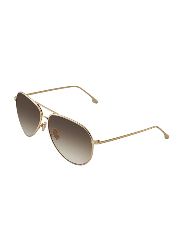 Victoria Beckham Full-Rim Pilot Gold Sunglasses for Women, Brown Lens, VB203S 701, 62/13/140