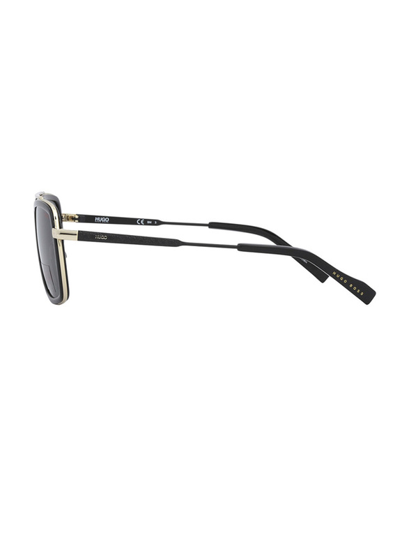 Hugo Boss Full-Rim Navigator Black Sunglasses for Men, Green Lens, HG0306/S, 53/20/140