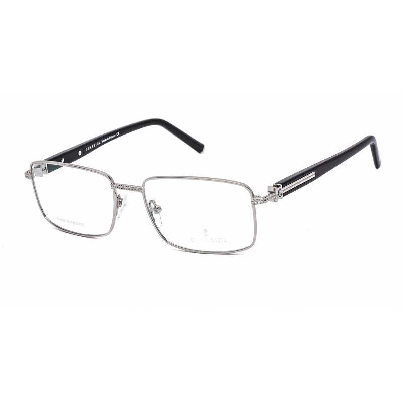 Philippe Charriol Full-Rim Square Silver Eyeglass Frame for Men, Clear Lens, PC75011 C03, 56/17