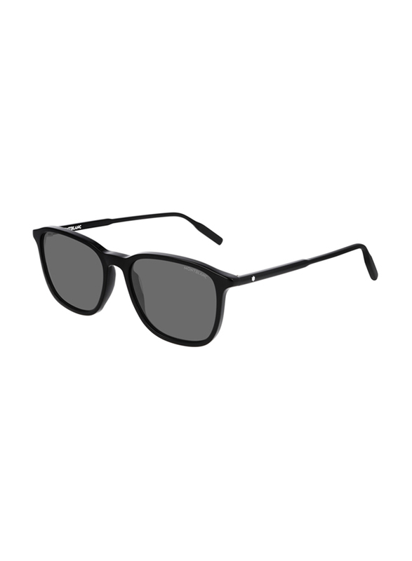 Mont Blanc Full Rim Square Black Sunglasses for Men, Black Lens, MB0082S 001, 53/17/150