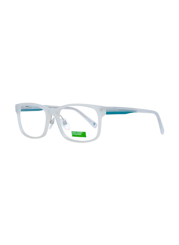 Benetton Full-Rim Rectangle Frosted White Eyewear Frames Unisex, Mirrored Clear Lens, BEO1041 856