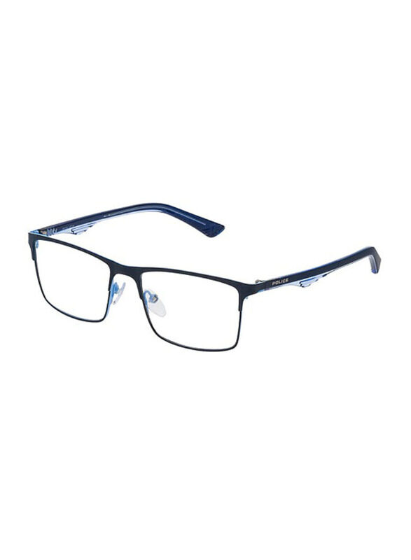 

Police Blackbird JR 2 Full-Rim Rectangle Blue Eyeglass Frame for Men, Clear Lens, VK543 0666, 51/16/130