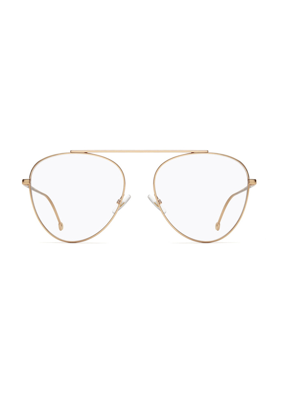 Fendi Full-Rim Pilot Gold Eyeglass Frames for Women, Transparent Lens, FF0352 0DDB 00, 56/17/135