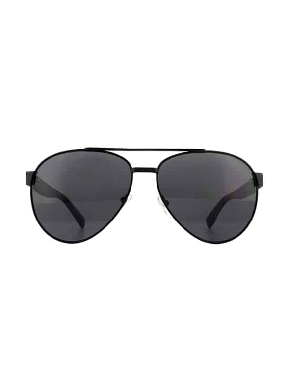 Lacoste Full Rim Aviator Black Sunglasses Unisex, Grey Lens, L185S 001, 60/14/140