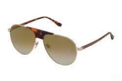 Lozza Ferrara 5 Full-Rim Pilot Gold/Brown Unisex Sunglasses, Brown Lens, SL2354 300G, 60/14/145