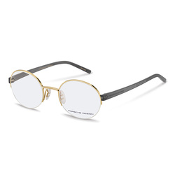Porsche Design Half-Rim Brow Line Gold Eyeglass Frames for Unisex, Clear Lens, P8350 D 5022, 50/22/145