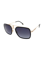 Carrera Full-Rim Pilot Black/Gold Sunglasses Unisex, Dark Grey Gradient Lens, 1027/S 0RHL 9O, 59/20/145