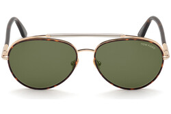 Tom Ford Full-Rim Pilot Dark Havana Brown Sunglasses for Men, Green Lens, FT0748 52N, 59/16/140