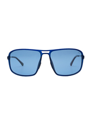 Fila Polarized Full-Rim Square Blue/Silver Unisex Sunglasses, Blue Lens, SF9329 58U58P, 54/15/140