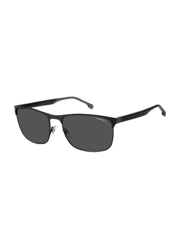 Carrera Polarized Full-Rim Rectangle Black Sunglasses for Men, Dark Grey Lens, CA8052/S 80760IR, 60/18/145