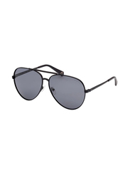 Guess Polarized Full-Rim Pilot Black Sunglasses Unisex, Grey Lens, GU5209 02D, 61/12/145