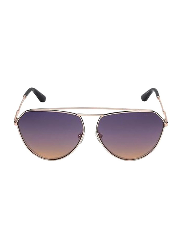 Guess Full-Rim Pilot Gold Sunglasses for Women, Gradient Smoke Lens, GU7783 28Z