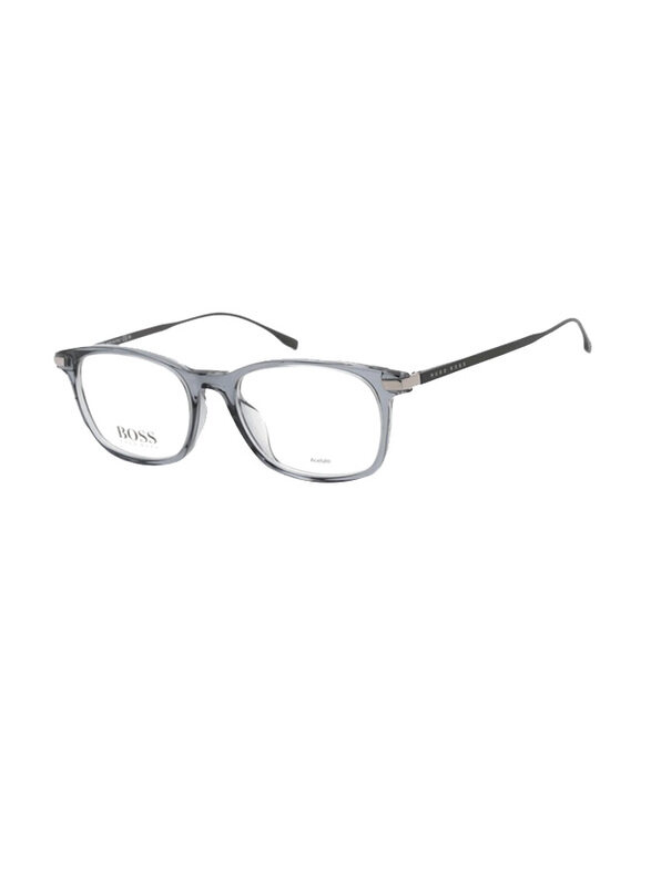 Hugo Boss Full-Rim Rectangle Silver Eyewear Frames For Men, Mirrored Clear Lens, BO0989 0KB7 00