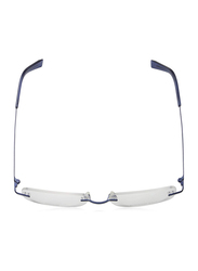 Ermenegildo Zegna Rimless Rectangular Blue Eyeglass Frame for Men, Transparent Lens, EZ5026 013, 56/17/144