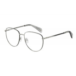 Rag and Bone Full-Rim Round Palladium Eyeglasses Frames for Women, Clear Lens, RNB 7017 0010 00, 56/17/145