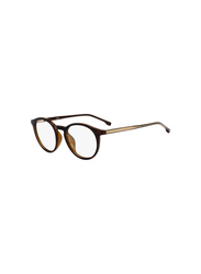 Hugo Boss Full-Rim Round Dark Havana Brown Eyeglass Frame for Men, Transparent Lens, BO1065/F, 50/21/145
