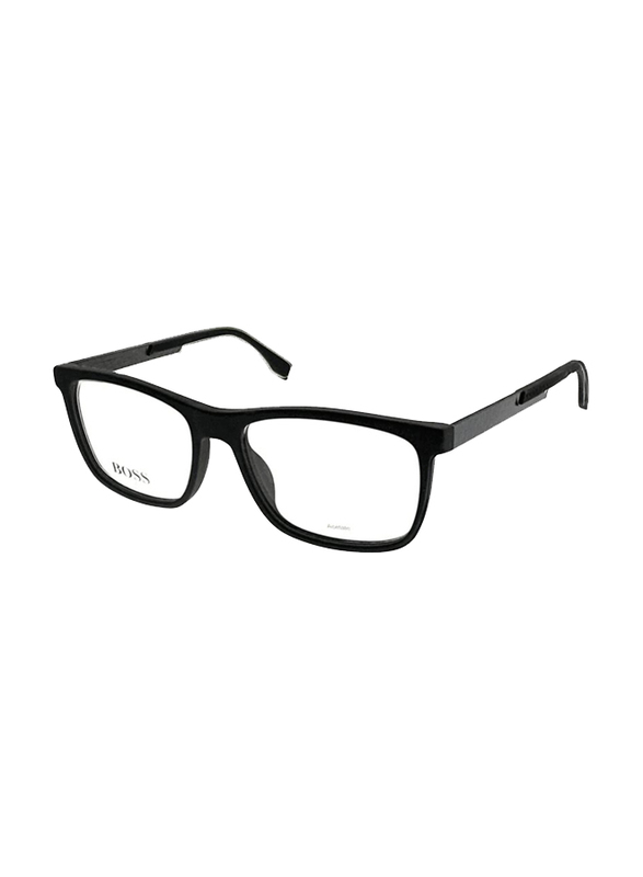 Hugo Boss Full-Rim Rectangle Black Eyewear Frames For Men, Mirrored Clear Lens, 0733 0KD1 00
