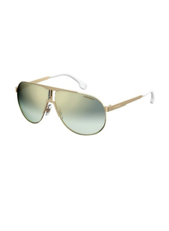 Carrera Full-Rim Pilot Gold Sunglasses Unisex, Green Shaded Silver Lens, 1005/S 0J5G/EZ, 66/9/140