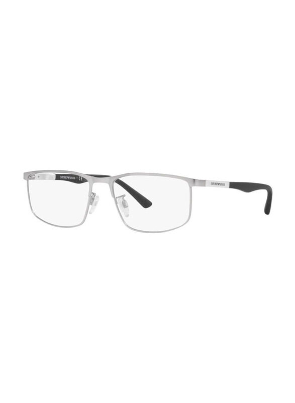 Emporio Armani Full-Rim Square Matte Silver Frame for Men, 0EA1131 3045, 56/17/145