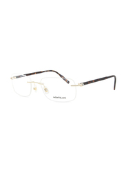 Mont Blanc Rimless Rectangular Light Gold Eyewear Frames For Men, Mirrored Clear Lens, MB0221O 002, 57/20/145