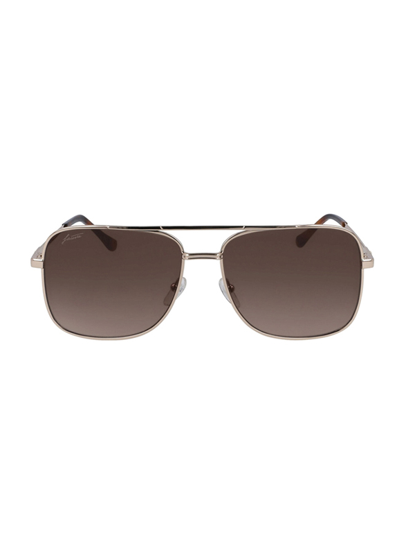 Lacoste Full-Rim Gold Pilot Sunglasses for Men, Brown Shaded Lens, L223S 714, 60/16/140