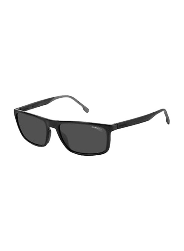 Carrera Full-Rim Rectangle Black Sunglasses for Men, Grey Lens, CA8047/S 80758IR, 58/18/140