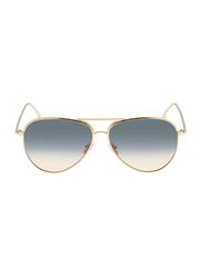 Victoria Beckham Full-Rim Pilot Gold Sunglasses for Women, Blue Lens, VB203S 706, 62/13/140