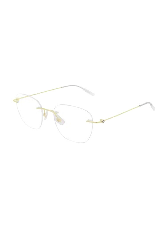 

Mont Blanc Rimless Square Gold Eyewear Frames Unisex, Mirrored Clear Lens, MB0101O 006