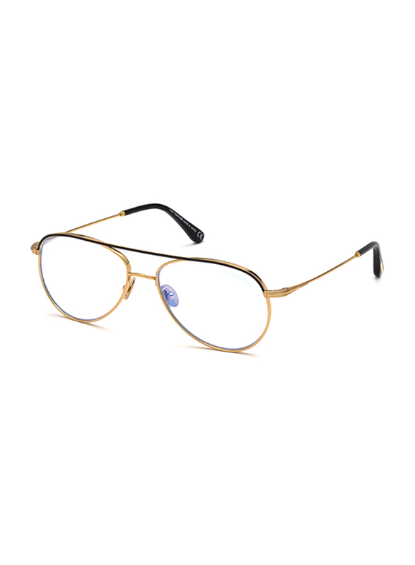 Tom Ford Full-Rim Pilot Gold Eyeglasses for Men, Transparent Lens, FT5693-B 030, 57/16/145