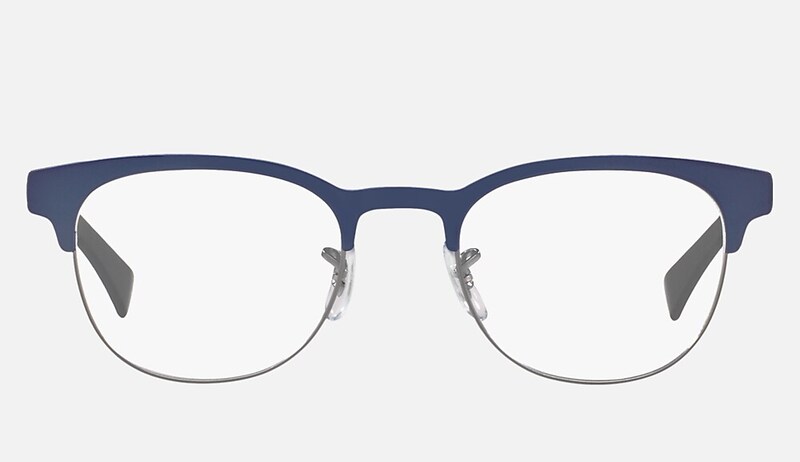 Ray-Ban Full-Rim Clubmaster Polished Blue Eyeglass Frames Unisex, Clear Lens, 0RX6317 2863, 51/20/145