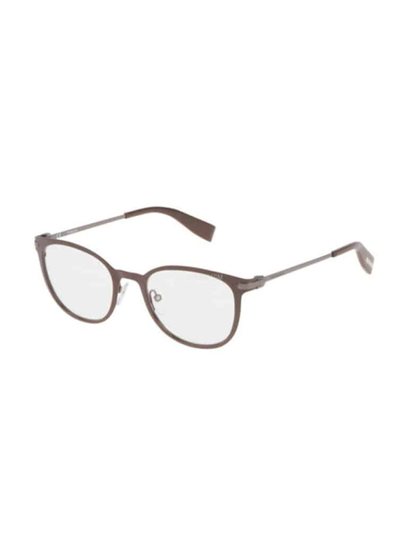 Trussardi Full-Rim Round Brown Eyewear for Men, Transparent Lens, VTR023 500KAN, 57/16/145