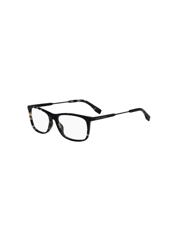

Hugo Boss Full-Rim Square Black Havana Eyeglass Frame for Men, Transparent Lens, BO0996 0WR7 00, 54/17/145
