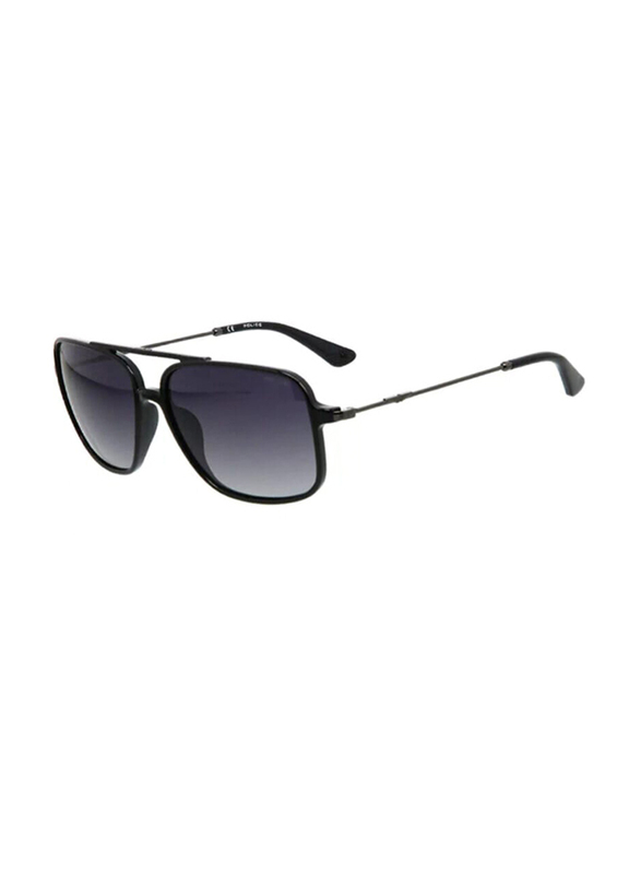 Police Polarized Full-Rim Rectangle Black Sunglasses Unisex, Black Lens, SPLD40 Z42P