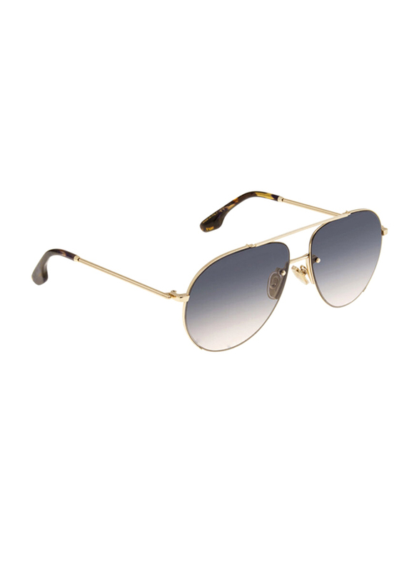 Victoria Beckham Full-Rim Pilot Gold Sunglasses for Women, Blue Lens, VB213S 756