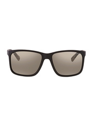 Armani Exchange Polarized Full-Rim Square Matte Brown Sunglasses For Men, Light Brown Lens, AX4041SF 80625A, 58/17/140