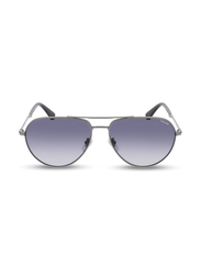 Police Roadie 3 Full-Rim Aviator Shiny Ruthenium Sunglasses for Men, Smoke Gradient Lens, SPLE25 0509, 59/15/145