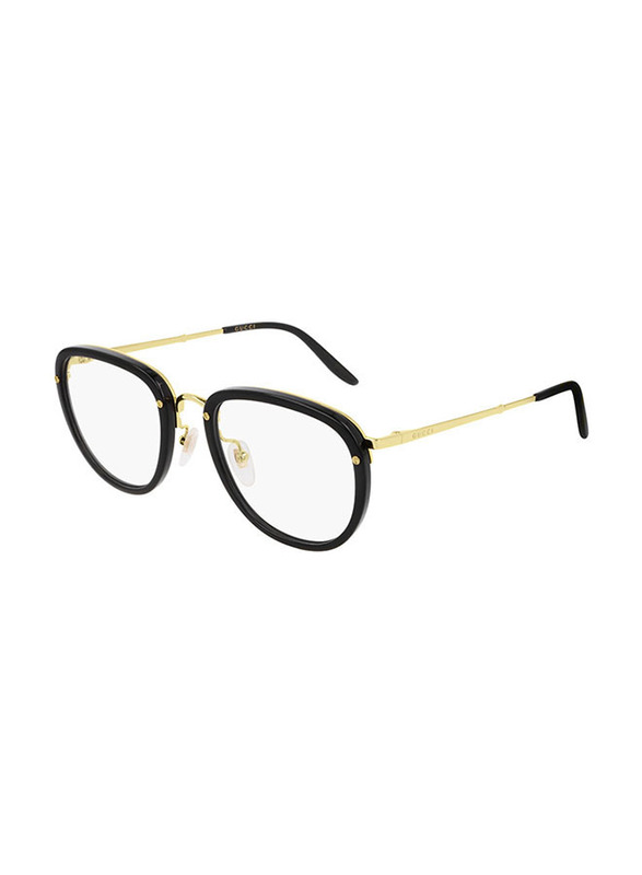 Gucci Full-Rim Pilot Black/Gold Eyeglasses Frame for Men, Transparent Lens, GG0675O 001, 52/22/145