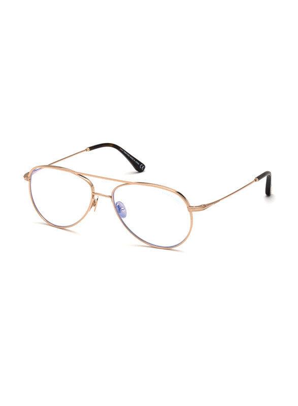 Tom Ford Full-Rim Pilot Gold Eyeglasses for Men, Transparent Lens, FT5693-B 028, 57/16/145