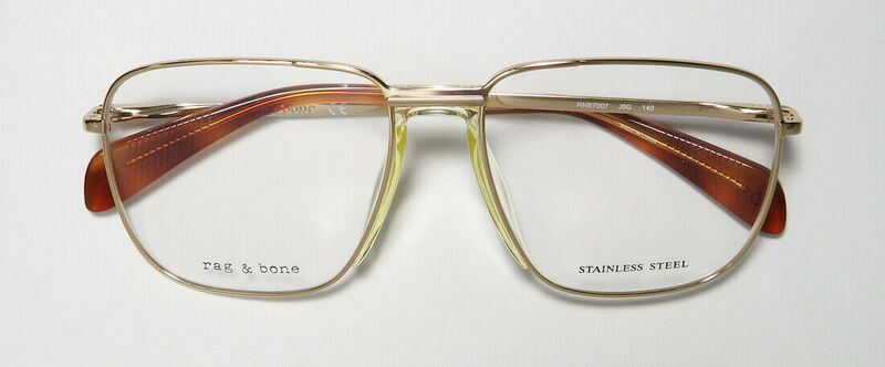 Rag and Bone Full-Rim Aviator Gold Eyeglasses Frames for Women, Clear Lens, RNB 7007 0J5G 00, 55/16/140
