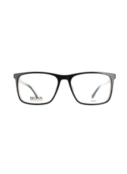 Hugo Boss Full-Rim Rectangle Black Eyeglass Frames For Men, Mirrored Clear Lens, 0764 0QHI